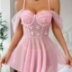 transparent Sexy dress eyelets hollow lingerie with