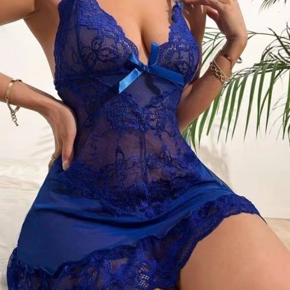 Sexy lingerie camisole lace mesh embroidered dress pajama