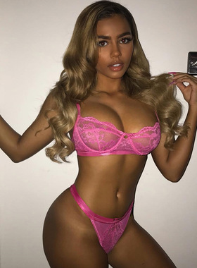 Sexy Perspective Lace Bra Chest Support Underwear Set