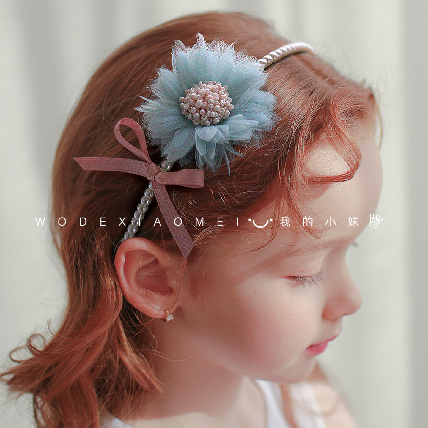 2025新款儿童手工网纱花朵发箍