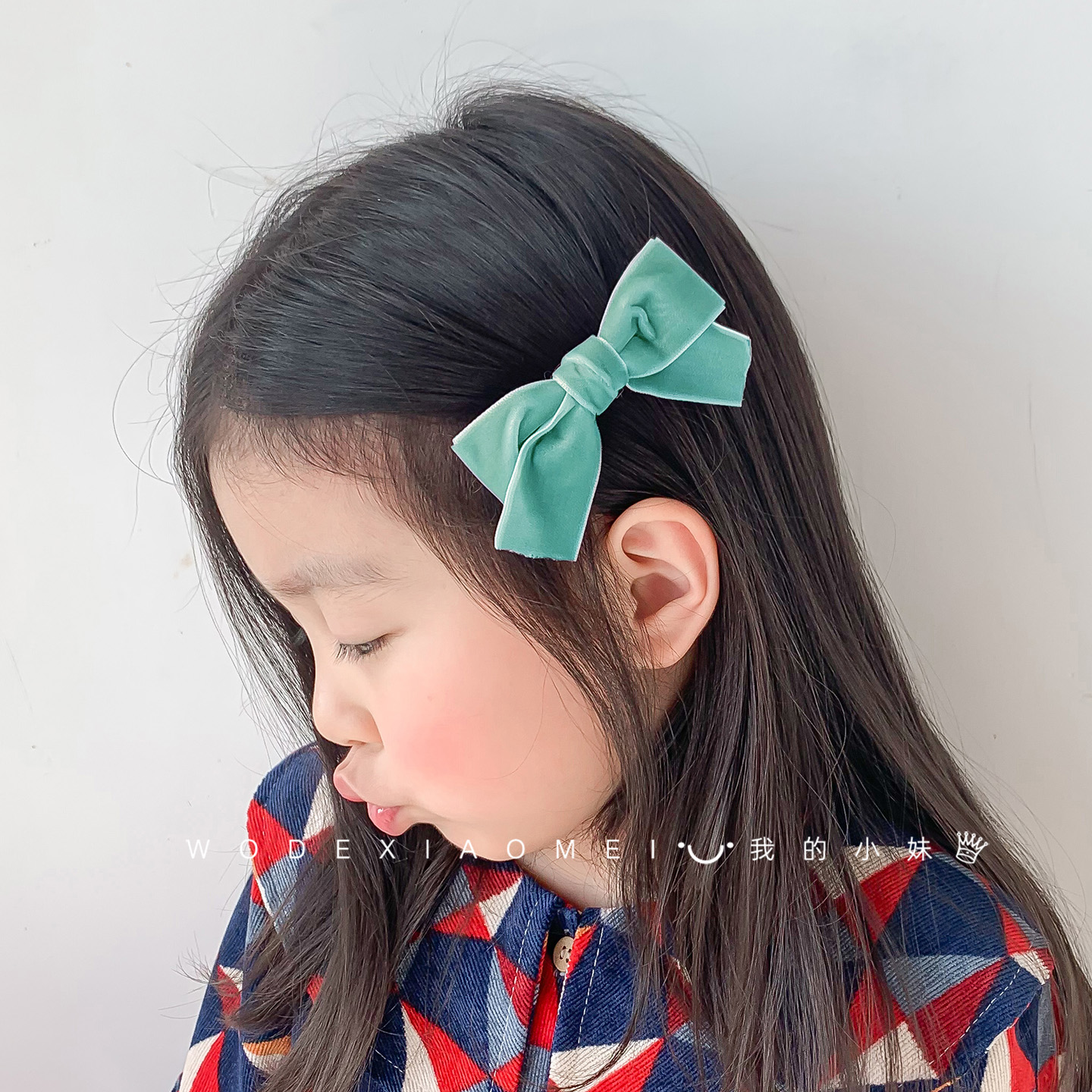 甜美丝绒蝴蝶结刘海边夹发卡夹子