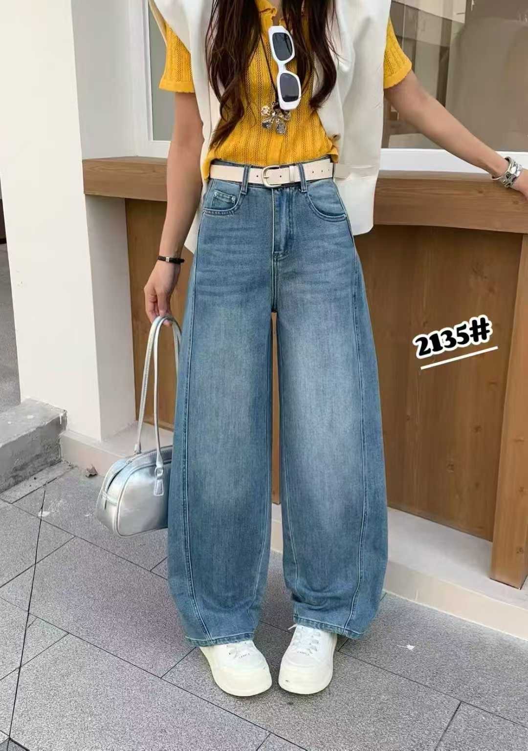 梦佳瑶2135春季新高腰百搭侧缝设计复古水洗窄版弯刀阔腿牛仔裤女,女装/女士精品,牛仔裤,淘宝优惠券,粉丝福利购,淘宝优惠卷