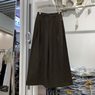 欣怡52665-1欧货高腰阔腿裤女秋款宽松百搭垂感显瘦直筒休闲长裤