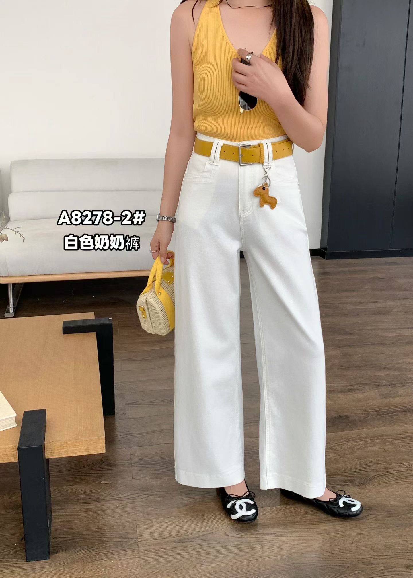 Aiyueniao爱月鸟8278韩系小马挂件九分直筒裤女春百搭显瘦牛仔裤