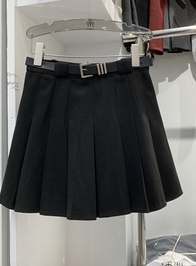 锦荣家23620冬季新款时尚气质百搭加厚毛呢百褶短裙小个子a字裙