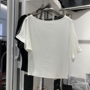 蕾蕾8081纯欲小心机斜肩设计感短袖 T恤女2026春夏新简约百搭上衣