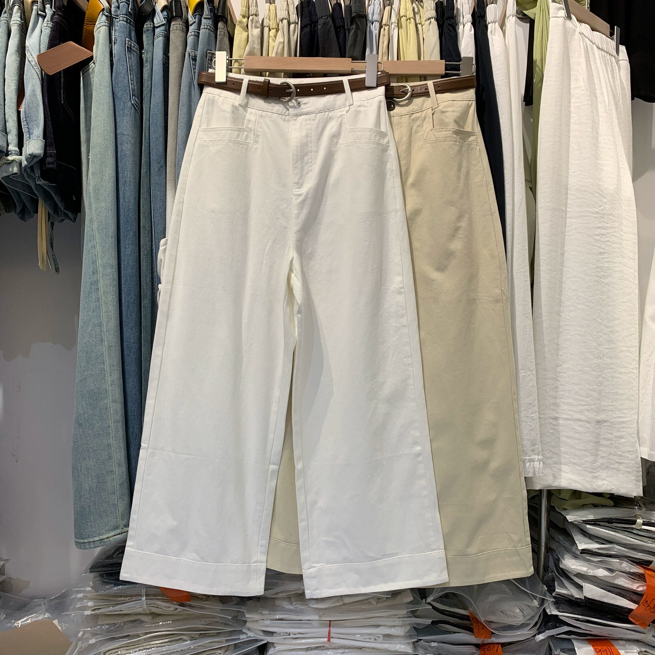 YOUYOU优优26603春夏新高腰显瘦韩系小个子休闲裤女直筒裤九分裤