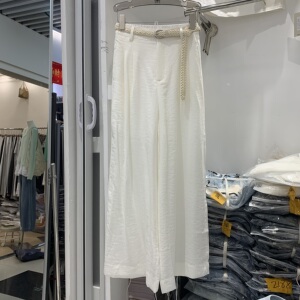 JIAYI嘉依86062夏韩版高腰显瘦仿天丝棉阔腿裤宽松百搭九分裤女