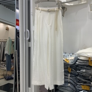 JIAYI嘉依86062夏韩版高腰显瘦仿天丝棉阔腿裤宽松百搭九分裤女