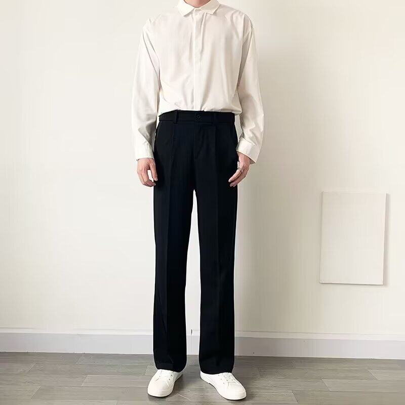 小西裤男秋季商务职业正装执勤长裤男生大码宽松直筒休闲西装裤子