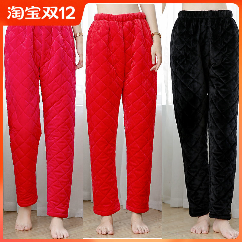 三层加厚夹棉棉休闲女士睡裤