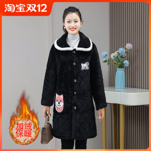 新款洋气冬季棉服女加绒加厚外套中长款围裙爆款罩衣家居棉服棉袄