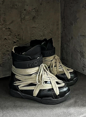 手作版头层牛皮雪地靴RO疯狂绑带鞋男女同款抗寒保暖防滑真皮短靴