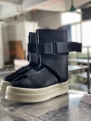 手作RO飞机骨折靴男头层牛皮高帮潮鞋 暗黑朋克高筒松糕厚底增高靴