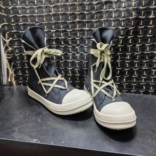 手作缎面RO五芒星帆布鞋夏季高帮休闲板鞋男女同款高街潮款侧拉链