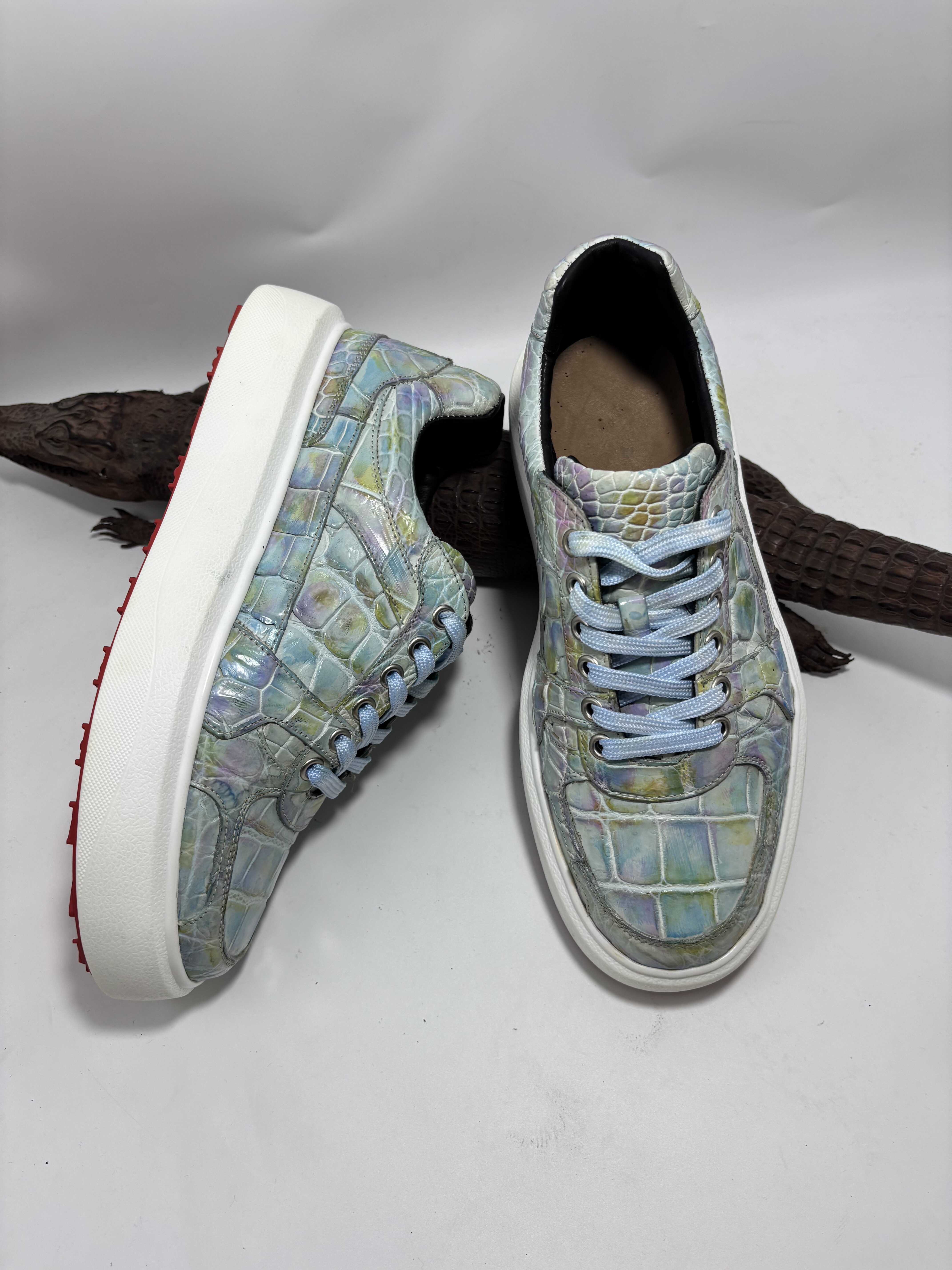 尼罗鳄鱼皮厚底AJ板鞋手工擦色男士稀有皮休闲运动鞋轻盈透气潮鞋