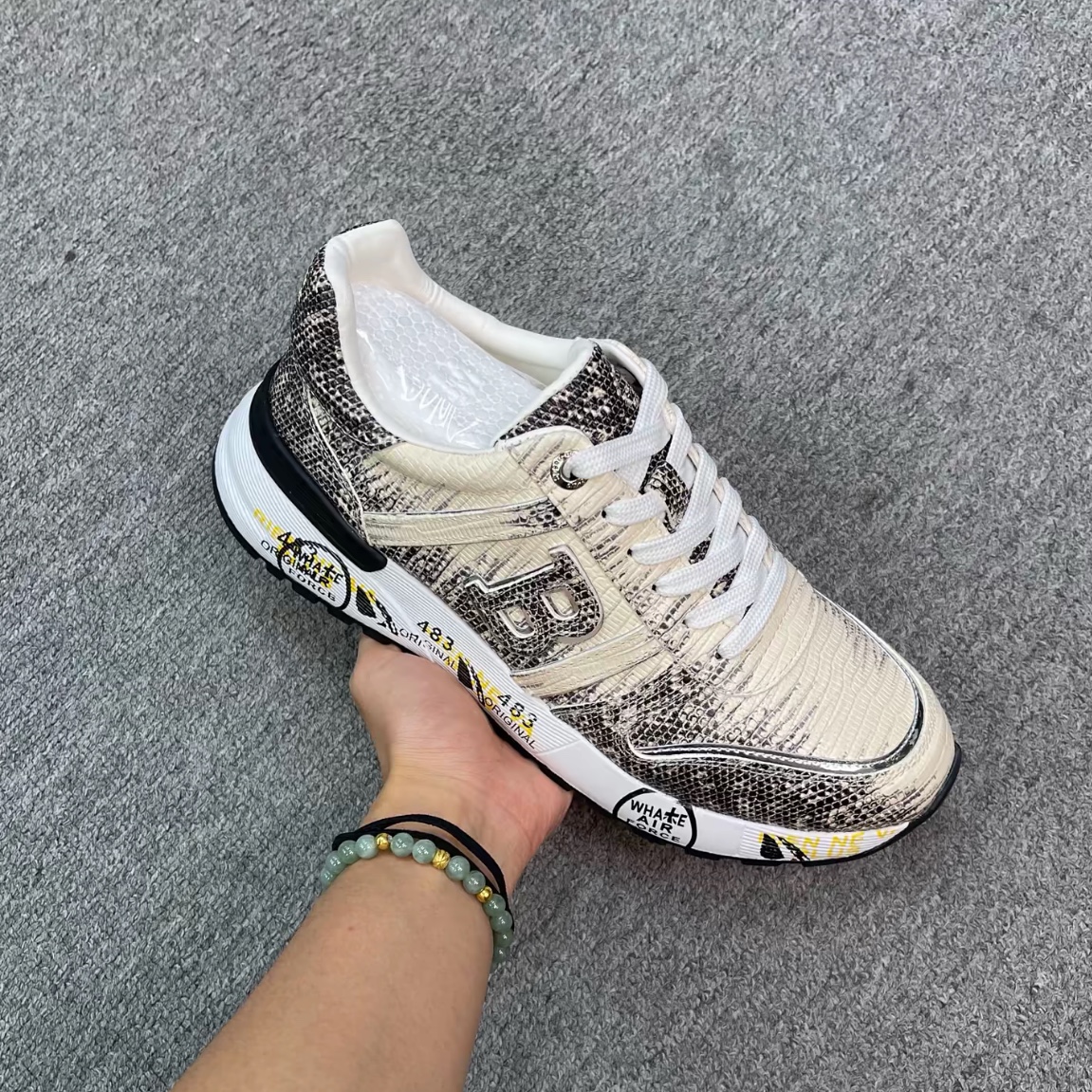 【尾单】喜马拉雅擦色蜥蜴皮阿甘鞋稀有皮男鞋轻奢真皮涂鸦休闲鞋