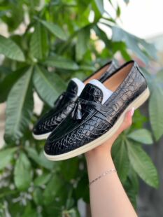 高定进口鳄鱼皮流苏乐福鞋全鳄无拼接男士一脚蹬休闲皮鞋手工原底