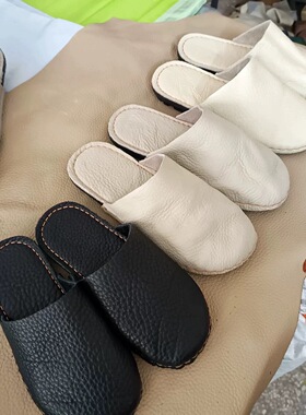 野牛皮包头拖鞋水洗柔软真皮拖鞋室内室外通用手工缝制平底舒适