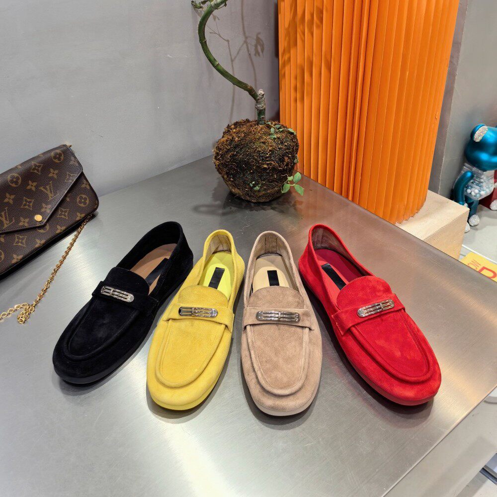 欧洲站女鞋26春时尚糖果色软羊猄皮圆头休闲舒适款柔软乐福鞋单鞋