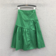 薄款 时尚 高腰抽褶牛仔半身裙子 A字大摆裙2026春夏新款 绿色中长款