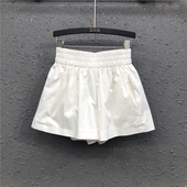 短裤 欧货宽松阔腿裤 减龄春夏新款 简约女士白色褶皱设计感a字热裤