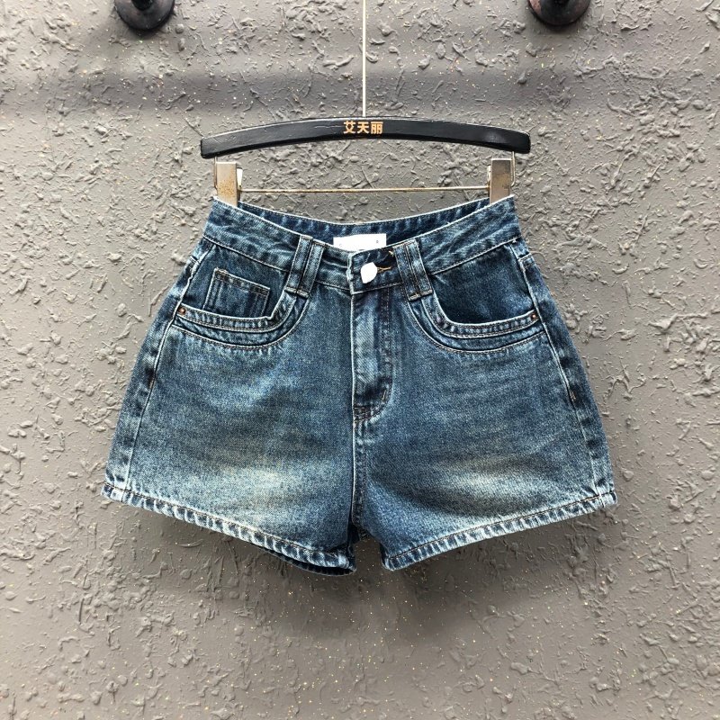 2026年春季新款美式复古高腰牛仔短裤女深蓝色百搭显瘦辣妹阔腿裤,女装/女士精品,牛仔裤,淘宝优惠券,粉丝福利购,淘宝优惠卷