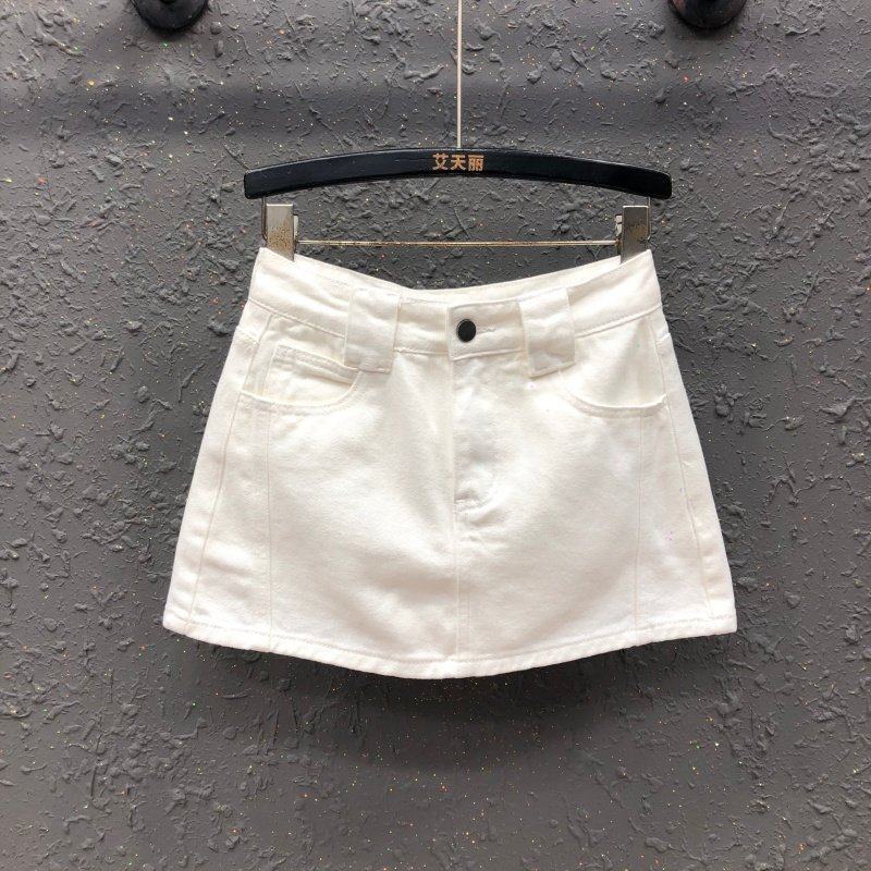 韩版水洗白色高腰牛仔半身短裙女减龄时尚显瘦修身百搭a字包臀裙