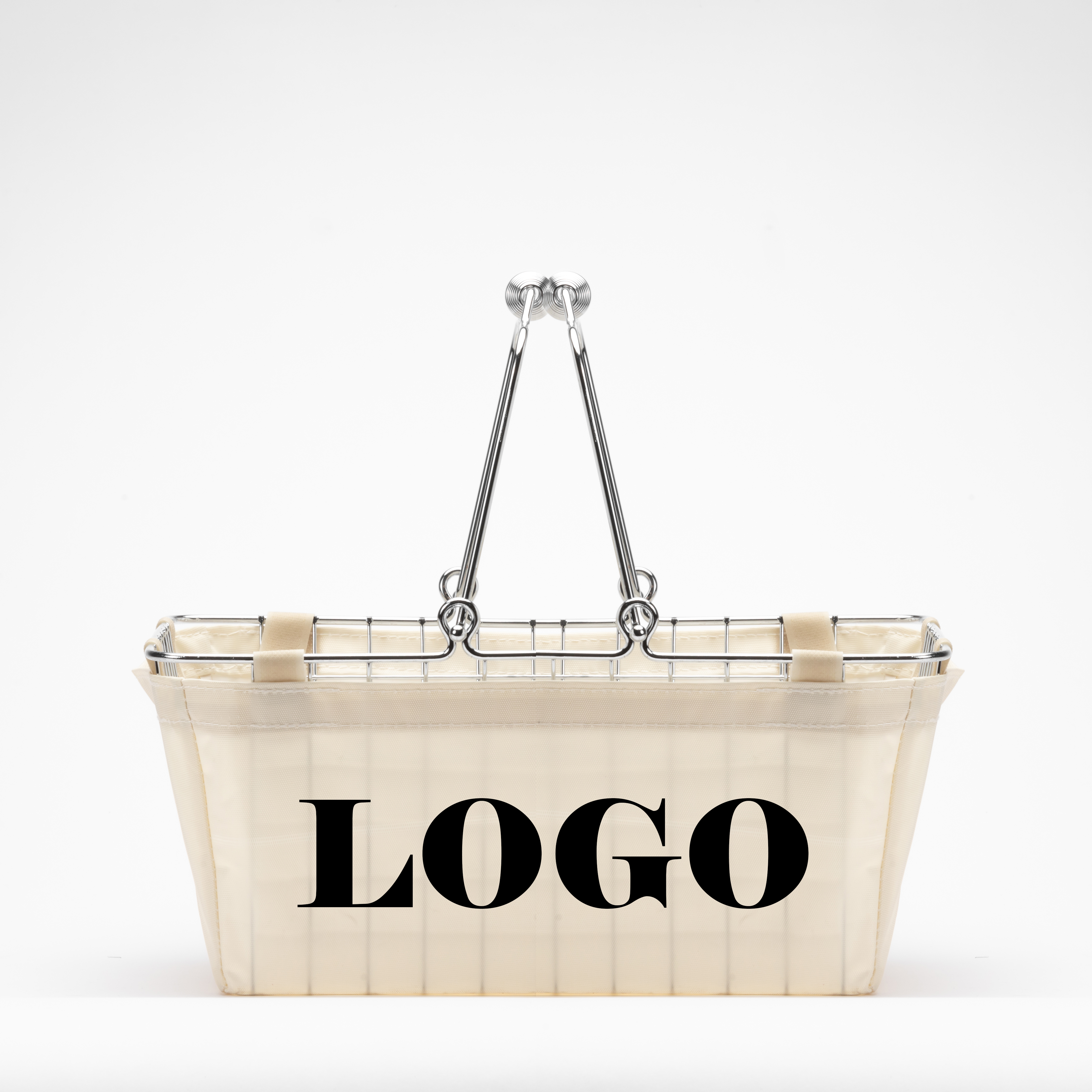 购物篮手提化妆品店饰品店金属篮布袋套商标个性定制LOGO丝印