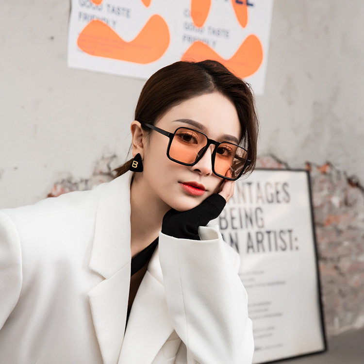 复古半框太阳镜2021时尚新款方型大框ins网红太阳眼镜潮墨镜