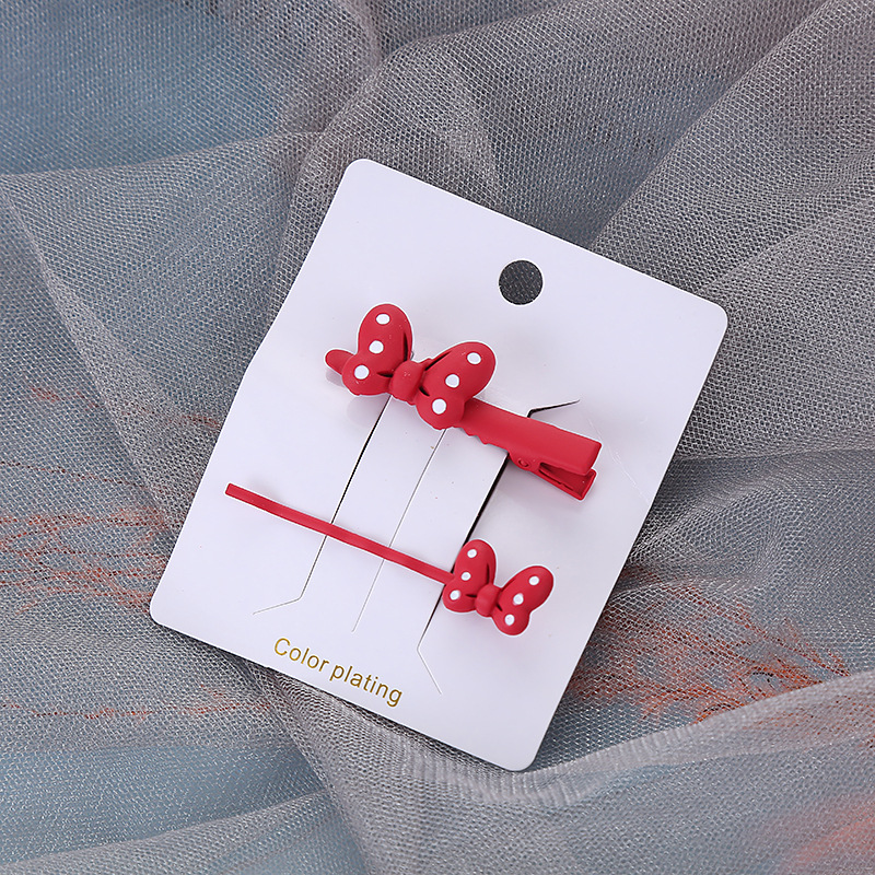 韩版波点爆款时尚清新烤漆发夹一字夹鸭嘴夹蝴蝶结刘海夹套装厂价