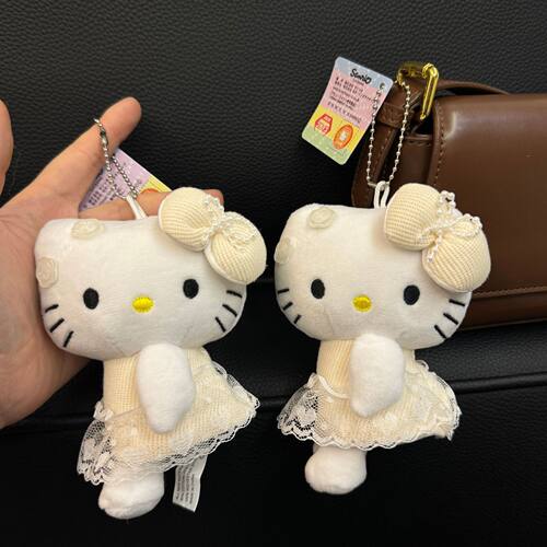 日本白色小香芭蕾侧坐hellokitty挂件可爱玩偶毛绒公仔凯蒂猫kt猫