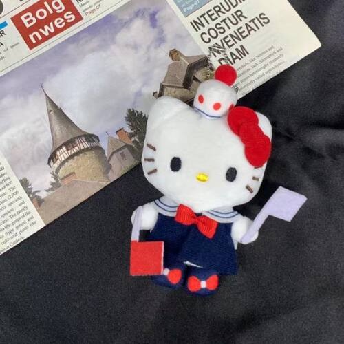 日本中古海军风hellokitty包包挂件凯蒂猫o公仔KT猫钥匙扣小挂饰