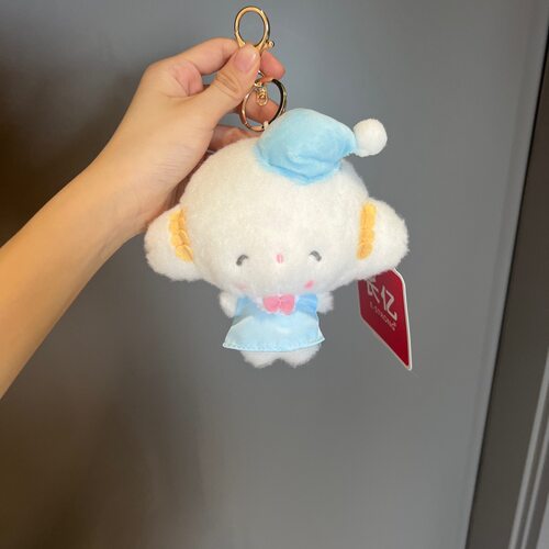 正版蓝色眼罩小麦云粉三丽鸥精灵可爱毛绒小挂件包包挂饰钥匙扣