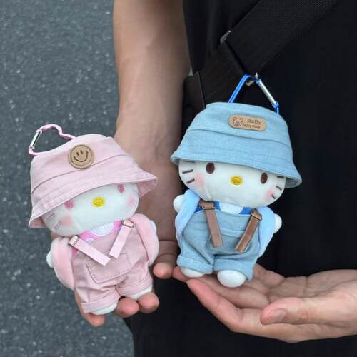 日本正版渔夫帽Hellokitty凯蒂猫毛绒挂件玩偶钥匙扣公仔书包挂件