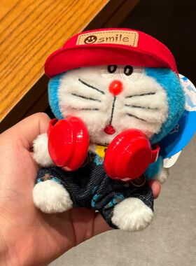 日本正版哆啦A梦毛绒公仔玩偶布艺汽车钥匙扣挂件书包挂件包包挂