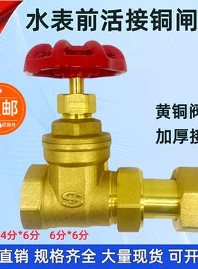 苏明水表前活接闸阀6分内丝活接DN20活接铜闸阀伸缩表前铜阀门