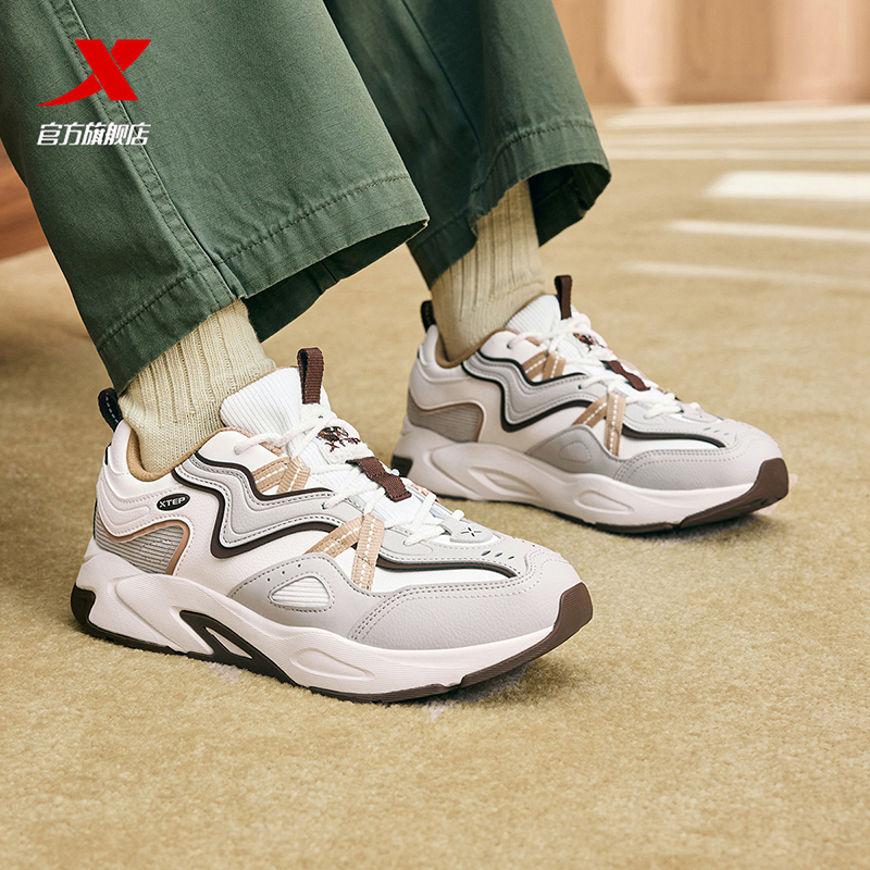 特步男鞋官方旗舰店休闲鞋2025新款秋冬轻便百搭厚底老爹鞋运动鞋