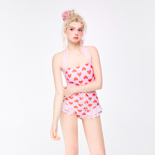 HOLII 2025甜美爱心女显瘦抹胸可爱连体温泉度假软萌游泳衣 GIRL