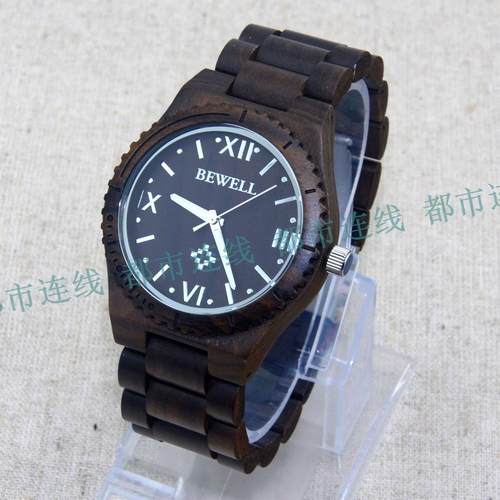 BEWELL檀木手表男士时尚手表