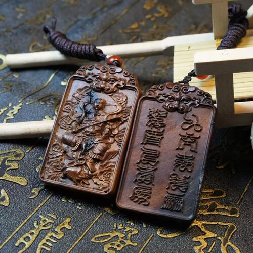 天然雷击枣木真武大帝武财神虎头吊坠上帝令牌挂件吊牌玄天雕刻