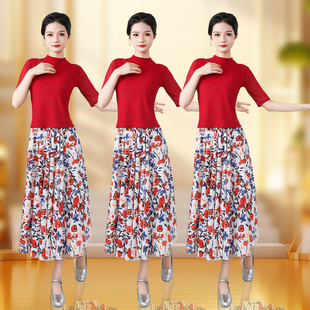 碎花裙舞台表演服套装 花与影新舞我们正青春同款 广场舞演出服新款