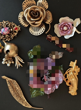 法产打标Paris手钥匙胸针西德west Germany琉璃胸针萝卜流苏胸针