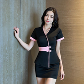 包臀裙显瘦气质沐足工衣 时尚 新款 减龄足疗足浴店女技师工作服套装