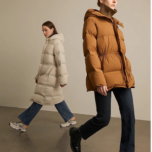 清仓欧货95白鹅绒宽松连帽2024冬高端加厚收腰羽绒服女短款小个子