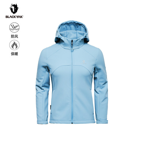 BLACKYAK/布来亚克 新款连帽修身弹力针织软壳夹克外套女WVW508