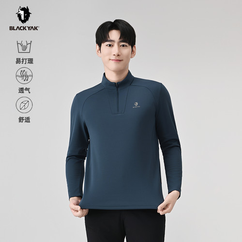 BLACKYAK/布来亚克 春季新款男士户外立领长袖半拉T恤SYM001