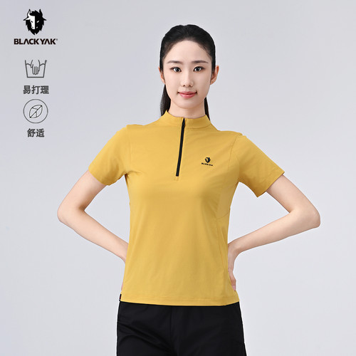 BLACKYAK/布来亚克 夏新款女士户外AWC短袖半拉T恤MYW044