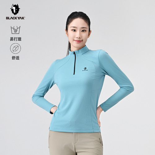 BLACKYAK/布来亚克 2025春季新款女士户外长袖立领半拉T恤SYW042