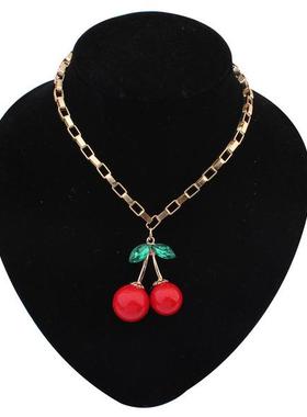 欧美时尚夸张个性樱桃项链女锁骨链金属链短款颈带脖子配饰装饰品